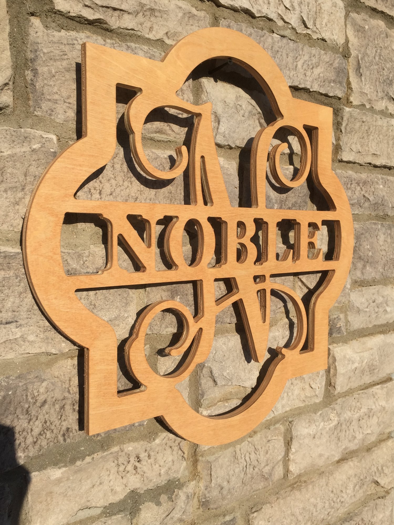 Image of Fancy Monogram with Last Name - 1/2" Birch - 22.5"