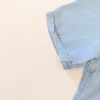 Image 5 of Merona Women's Light Denim Blue 3/4 Button Down Short Sleeves Shirt