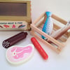 Wooden Meat and Fish Produce Set