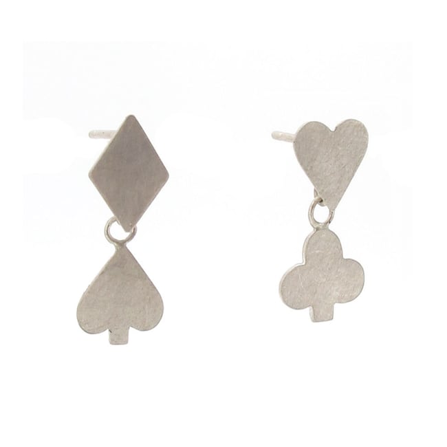 {NEW} Wonderland Playing card suit earrings