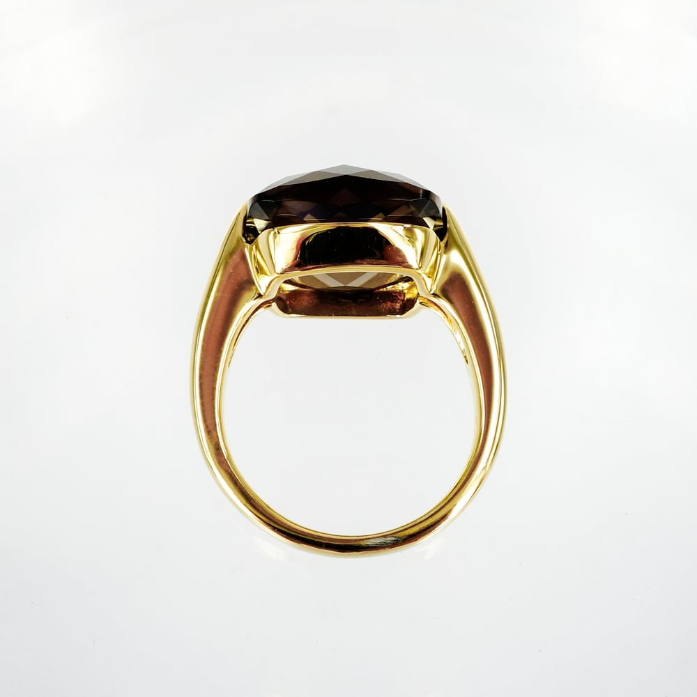 Image of Sterling Silver, Yellow Gold Ring - Set with Smokey Quartz 