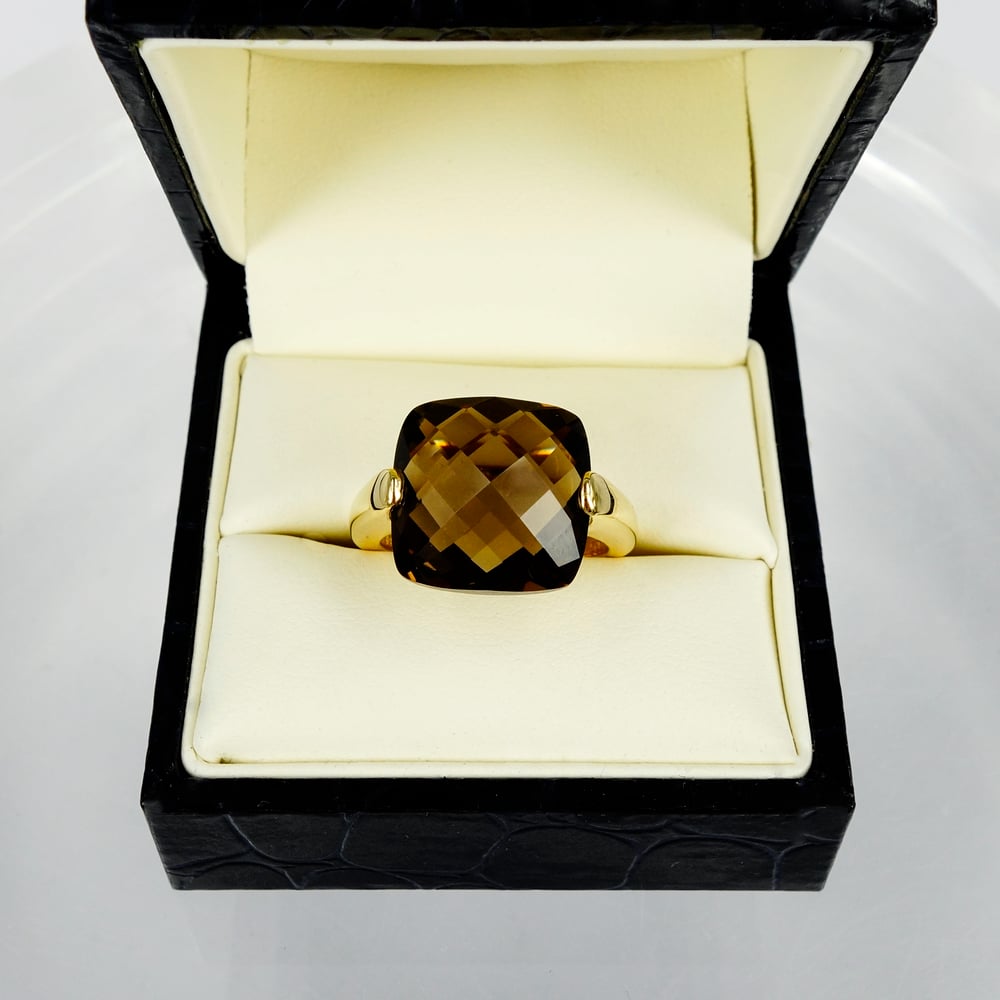 Image of Sterling Silver, Yellow Gold Ring - Set with Smokey Quartz 