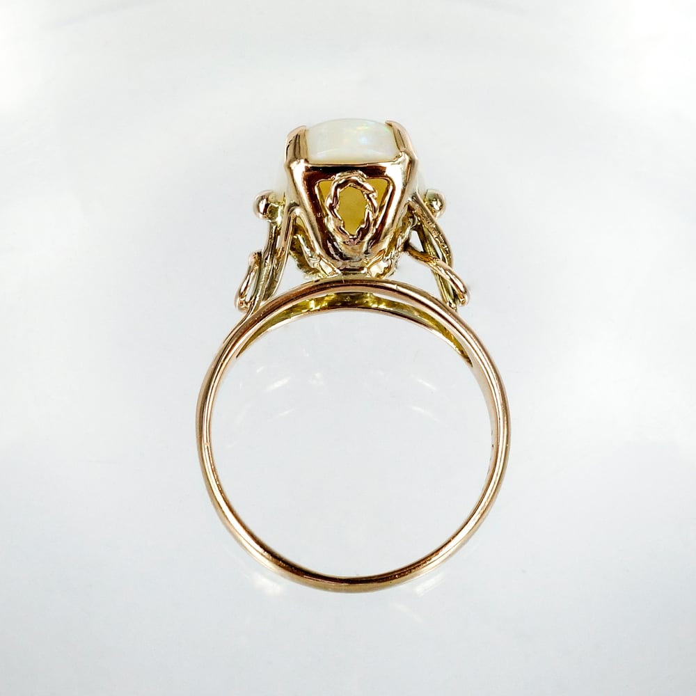Image of 14ct Yellow Gold Antique Opal Cocktail Ring