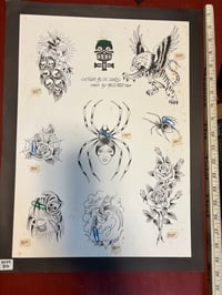 Image 1 of  Malone vintage Tattoo Flash Sheet 1987 Ed Hardy designs , As-Is