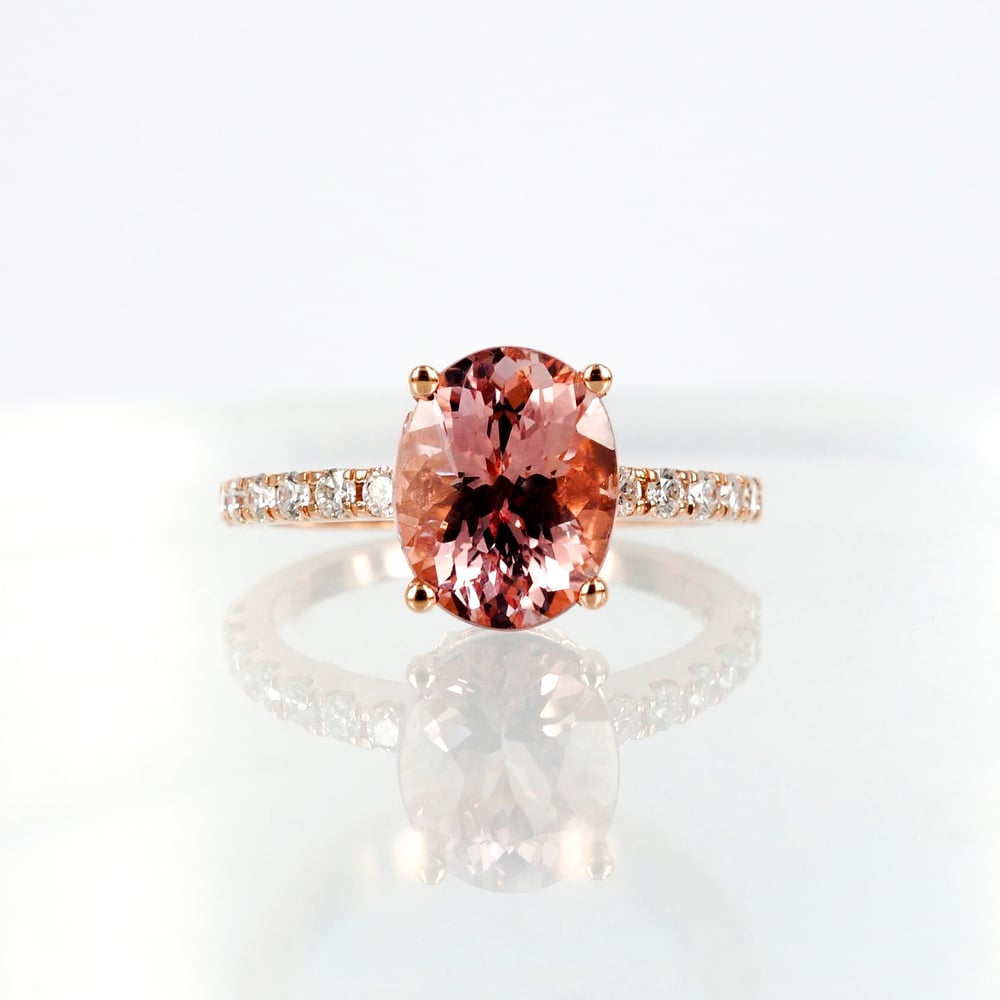 Image of 18ct Rose Gold Morganite and Diamond Dress Ring