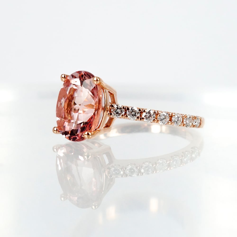 Image of 18ct Rose Gold Morganite and Diamond Dress Ring