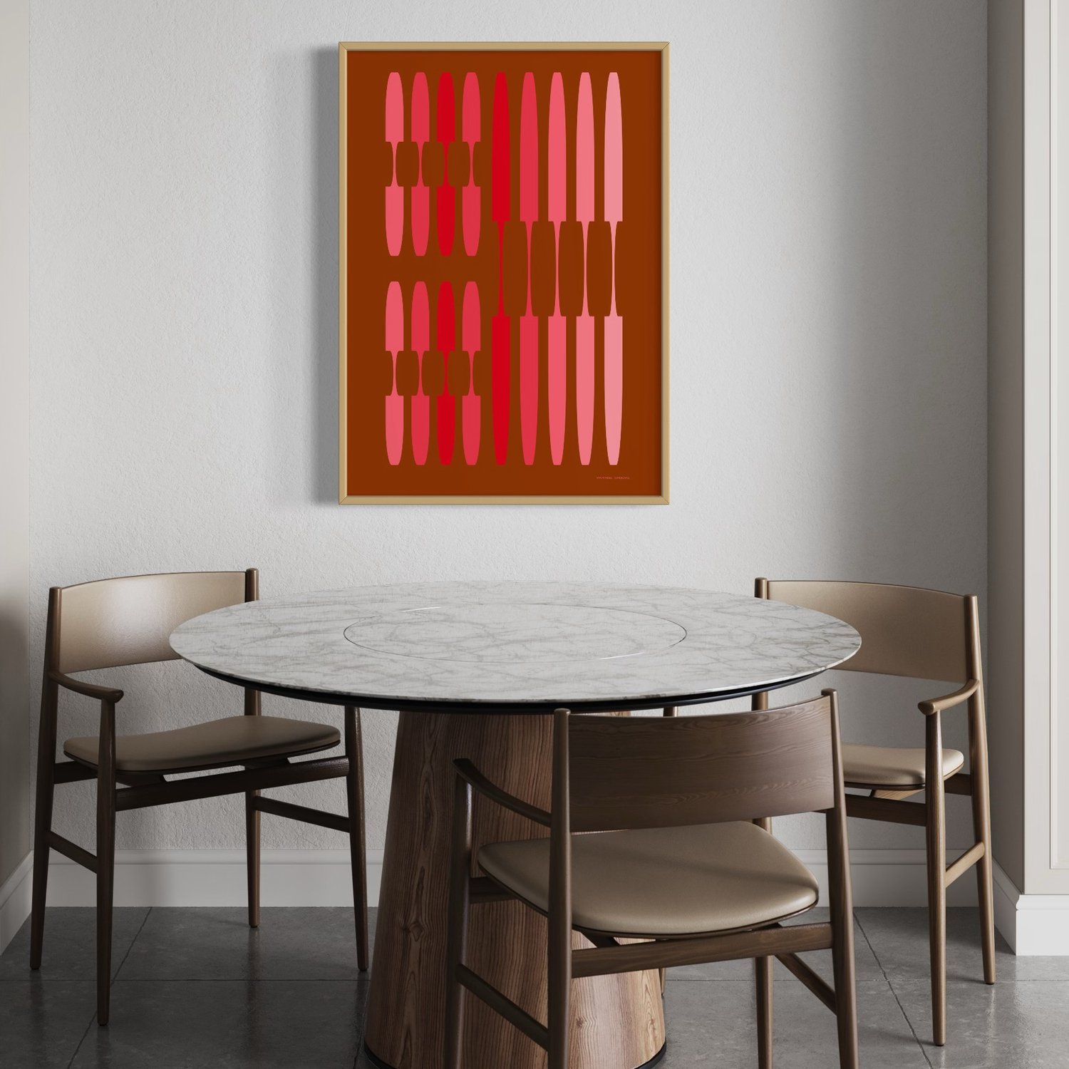 Image of 'Partition' in Red & Pink 250gsm Matt Art Print