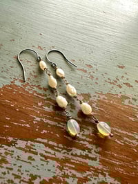 Image 6 of sterling and 14k gold pearl opal dangle earrings