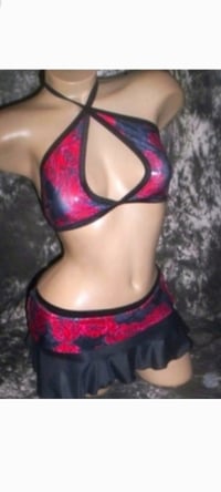 Image 2 of Red Rose Hologram 3 PC Skirt Set