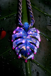 Image 2 of drippy (uv) variegated monstera leaf pendant 💦🌿