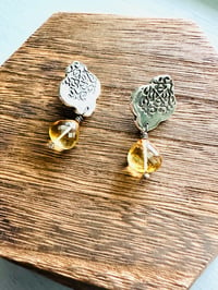 Image 10 of sterling silver post earrings with faceted citrine gemstones