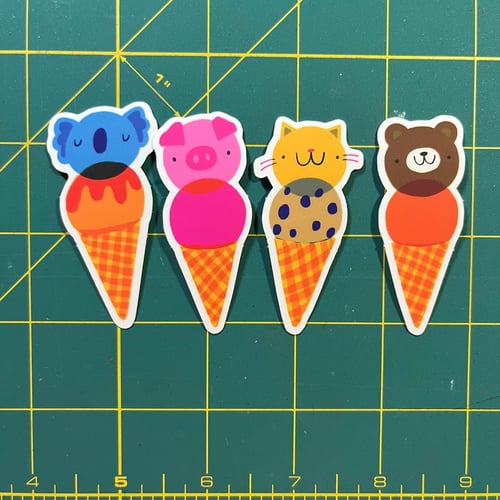 Image of ice cream friends sticker set
