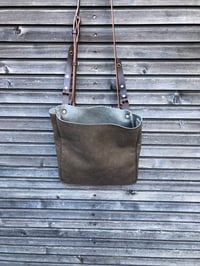 Image 5 of Small messenger bag satchel made in oiled leather with adjustable shoulderstrap UNISEX