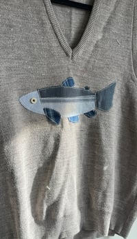Image 2 of M/L grey sardine sweater vest 