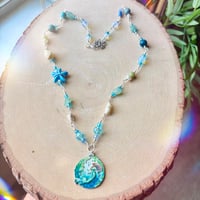 Image 2 of Mermaid’s Treasure- beach themed seashell mermaid silver plated beaded necklace
