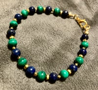 Image 3 of Malachite and Dark Blue Lapis Lazuli with Hematite - Size 7.25