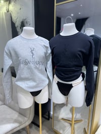 Image 3 of YSL Embroidered Crewneck Ash Grey/Grey