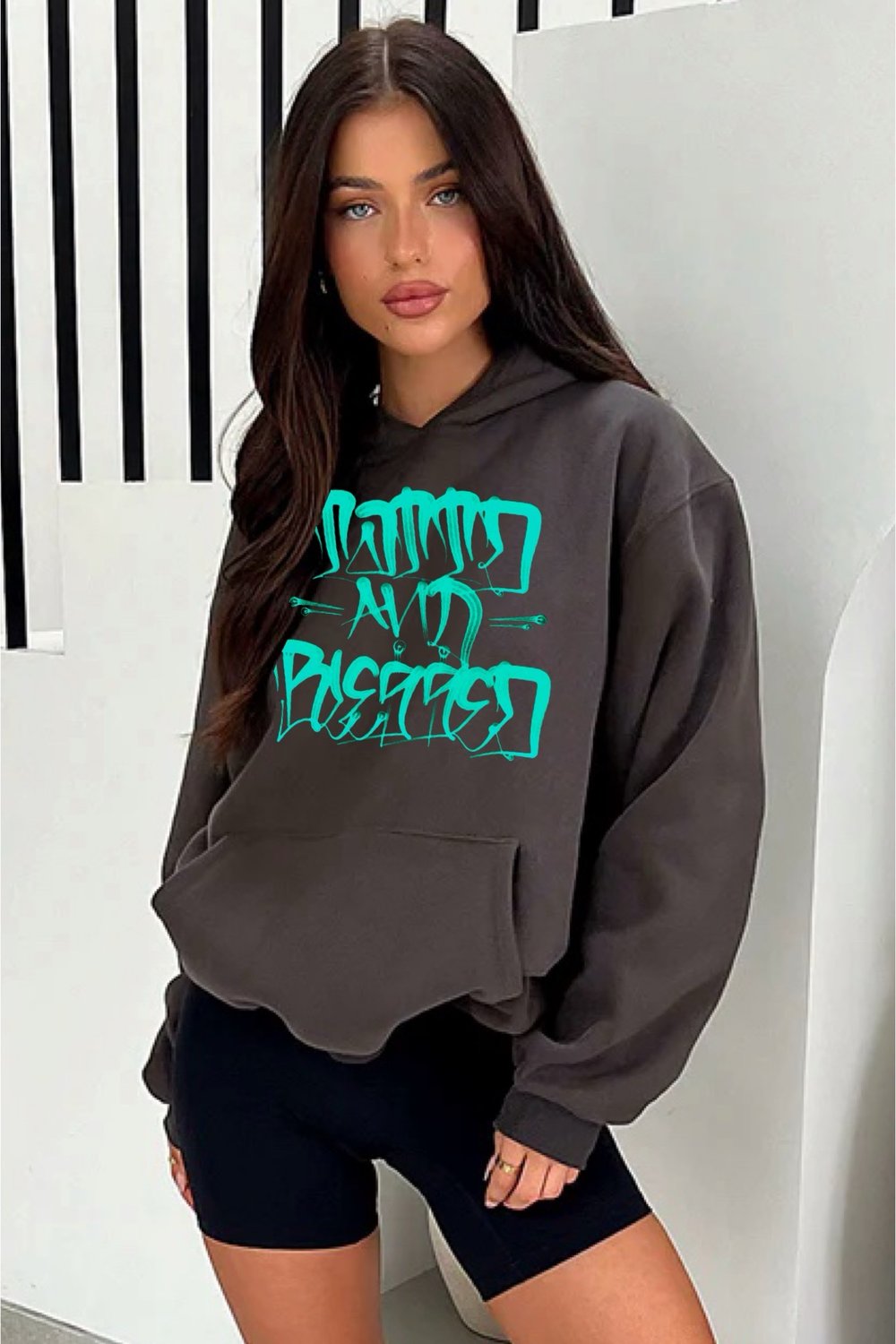 25% off!!! Charcoal & Teal Tattd&blessed hoodie