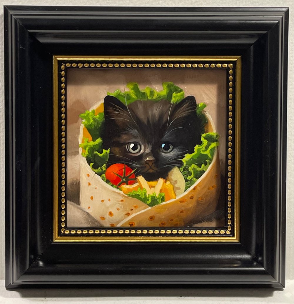 Image of "Kitten Burrito" Original painting 