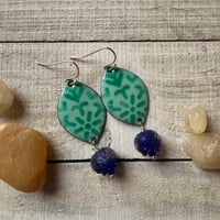 Image 1 of Cuawak Blueberries (lght green) - Glass Enamel on Copper 