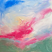 Image 2 of “Little Pink Sky Painting” oil on wood 5 x 5 inches  