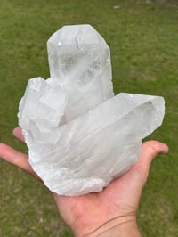 Image 4 of Natural Etched Faced Clear Quartz Points Cluster #2187
