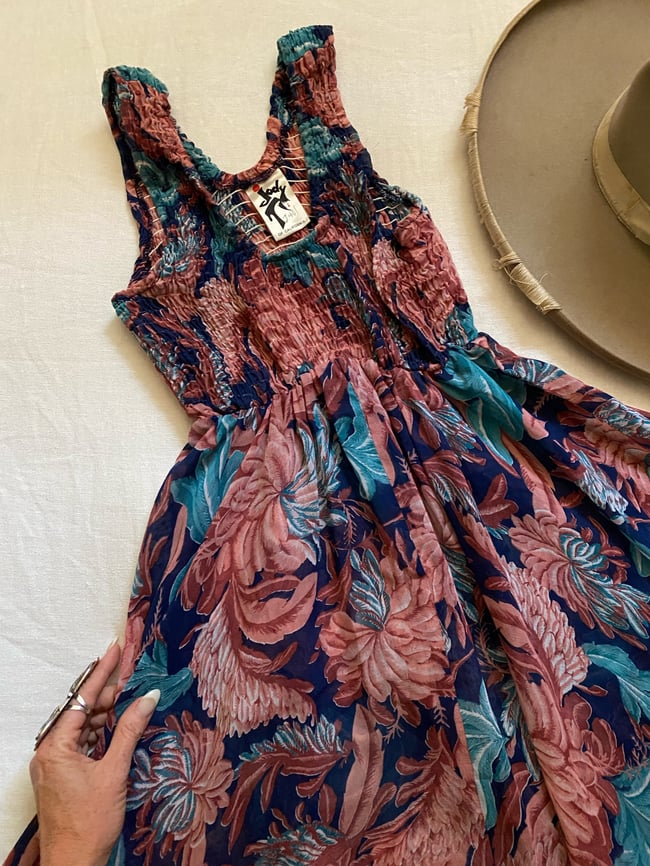 early 70 voile chrysanthemum sundress
