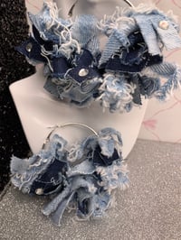 Image 3 of Medium Denim Earrings 