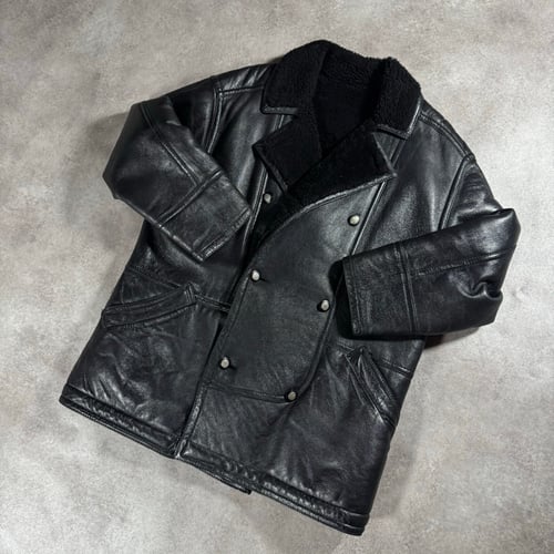 Image of 1980s Valentino Leather Shearling Jacket, Size XL