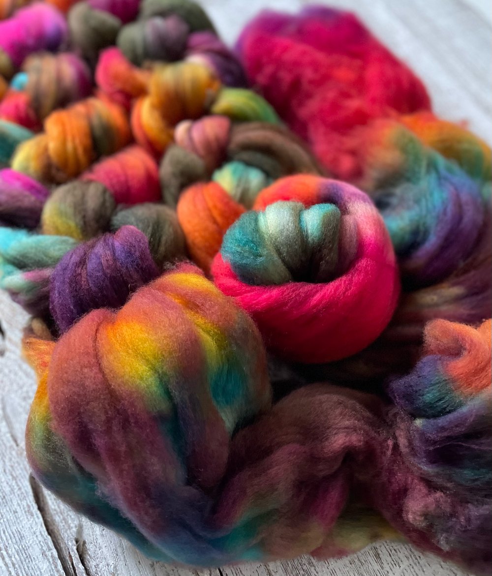 Rainbow Rust, on Super Soft: 80% fine SW Merino, 20% Cashmere