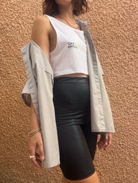 Image 7 of Bad Karma Cropped Tank Top: White - Black