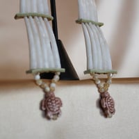 Image 2 of two tier Dentalium earrings (brown turtles)
