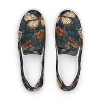 Image 1 of Cottagecore Butterflies and Botanical Plants Women’s slip-on canvas shoes