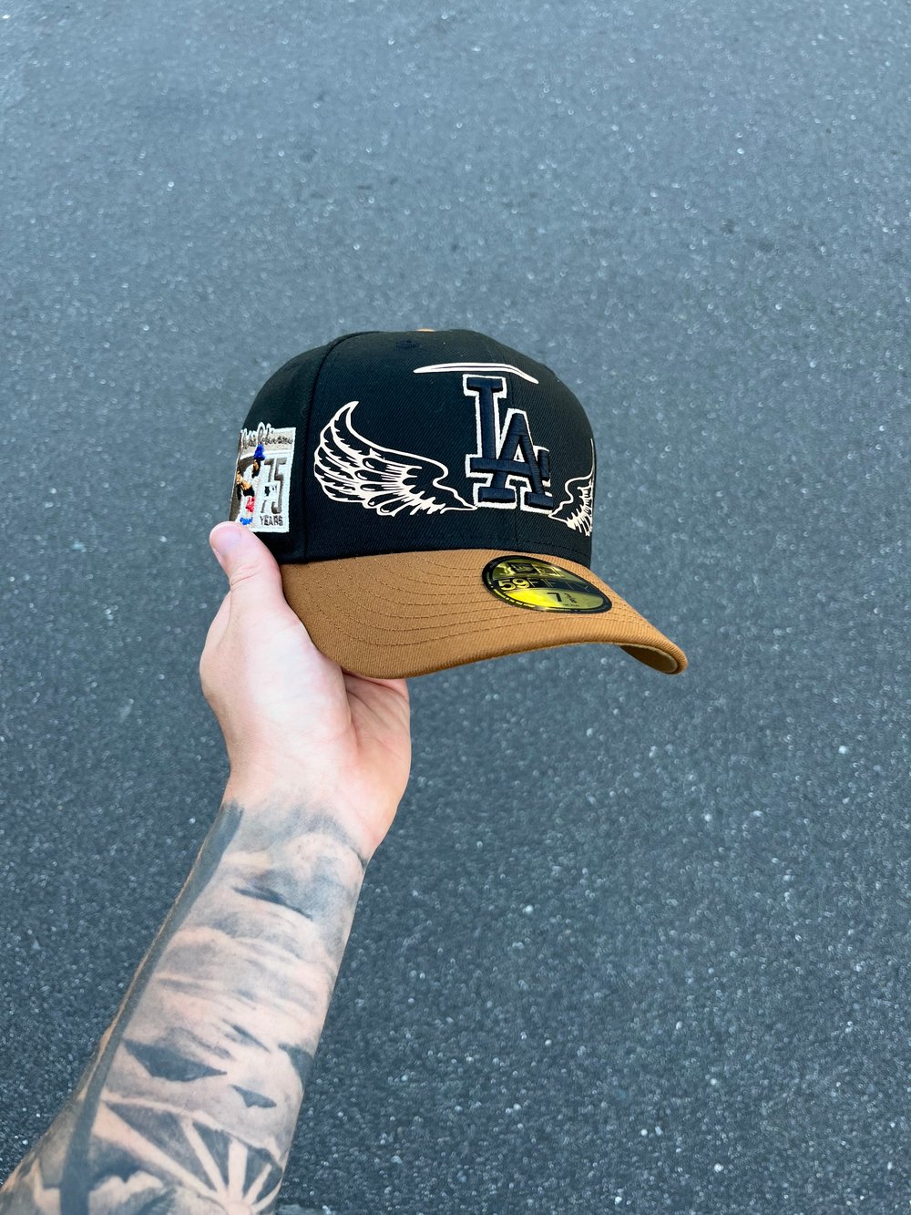 Image of PEANUT  BUTTER BRIM LOS ANGELES DODGERS CUSTOM FITTED CAP