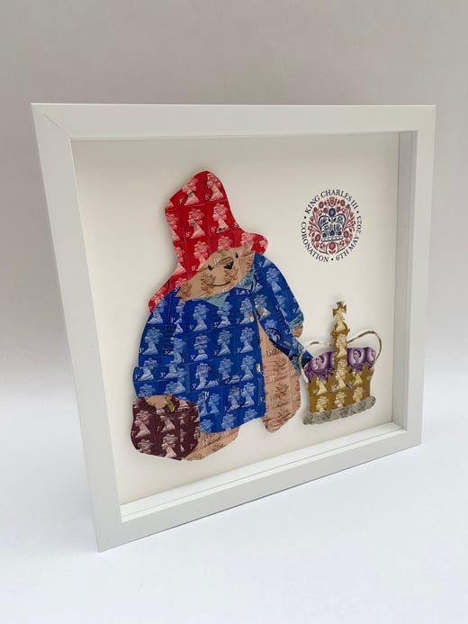 👑🐻🇬🇧 Large Coronation Paddington postage stamp original artwork 🇬🇧