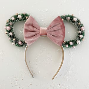 Image of Wreath Ears with Mauve and Rose Gold Bow