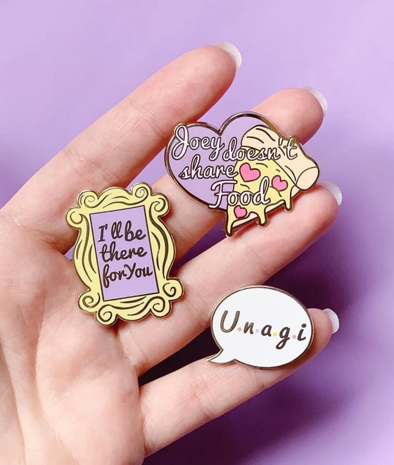 Image of Friends pins and keychain