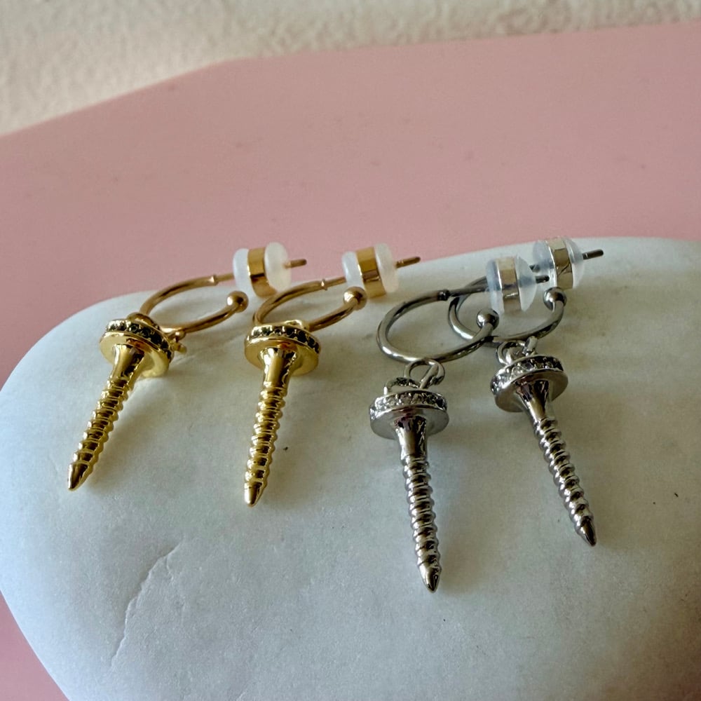 Image of Gold or Stainless Screw Half Hoops