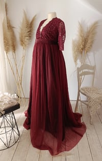 Image 6 of Burgundy dress for maternity photoshoot | Jenny | size S-M-L