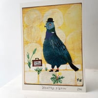 Image 2 of Art print -Wealthy pigeon (available in A5 or A4 size) 