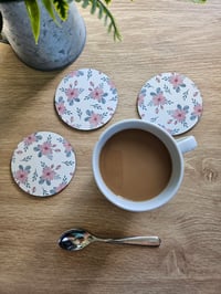 Image 1 of Pink Flower Coasters - 4 pack