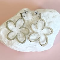 Image 3 of Big Silver Daisy Earrings