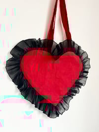 Image 1 of Red Heart Bag with Black Tulle Ruffle – Valentine’s Edition
