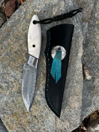 Image 2 of Damascus knife with bone handle