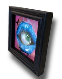 Image 3 of ‘HUNGRY EYES’ MINI FRAMED ACRYLIC PAINTING 4”x4”