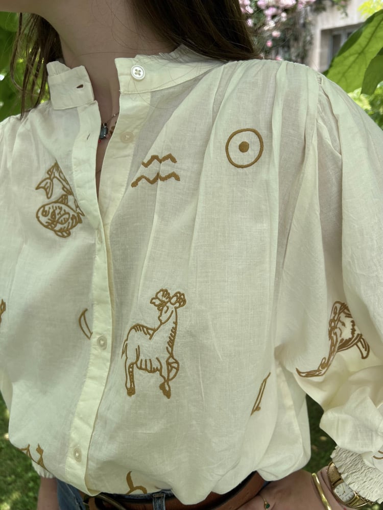 Image of Blouse Bohème "ZODIAQUE" Crème / Brodé T.U.