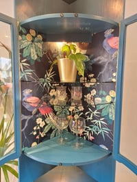 Image 5 of Mid Century Modern Luxury Corner Drinks Cabinet by Nathan - Teal Vintage Cocktail Display Unit, with