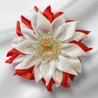 Image 3 of Red & White Flower Petal Delta Brooch