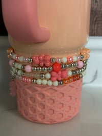 Image 4 of Pastel Gummy Bear Tumbler Bracelet Stack | Peach & Pink Cup Accessory