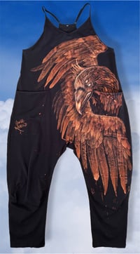 Image 1 of “FLYING CROW” BLEACH PAINTED BAGGY ROMPER MEDIUM